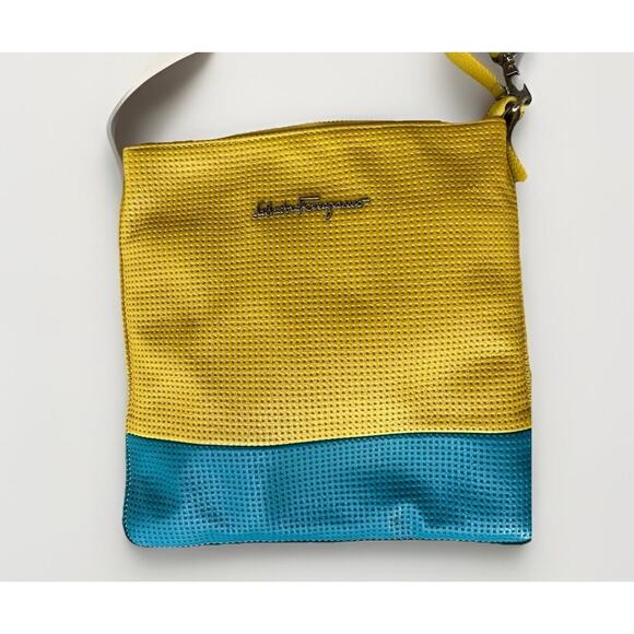Salvatore Ferragamo Yellow Blue Color block Leather Women's Crossbody - Picture 2 of 7